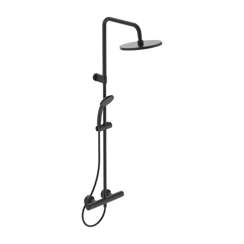 Ideal Standard Duschsystem Ceratherm T25 KB d:200mm mit Teleskopfunktion 1F-HB100mm Silk Black-0