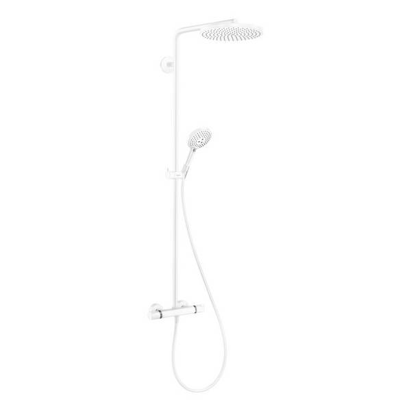 hansgrohe Raindance Select S Showerpipe 240mm 1jet 16l/min PowderRain Mattweiß mit Thermostat