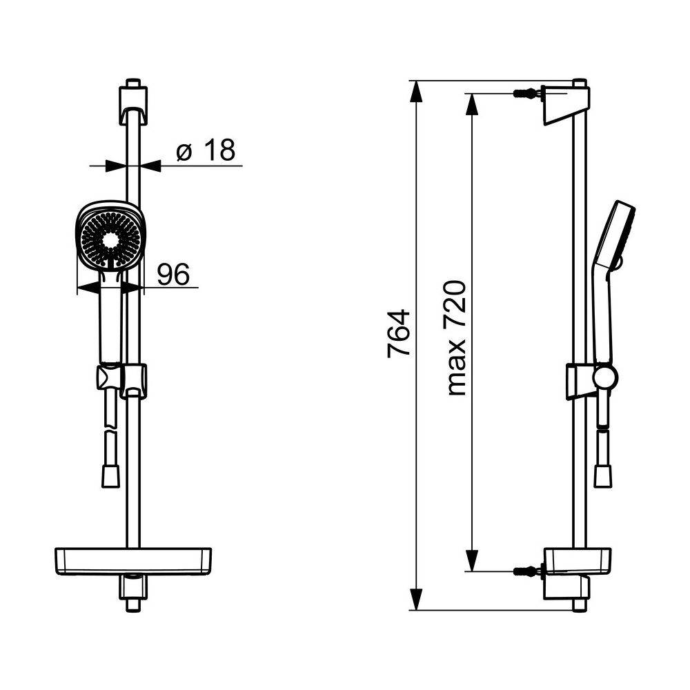 Hansa BasicJet Wandstangengarnitur Style 4477 3-strahlig Chrom-2