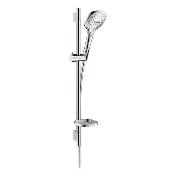Hansgrohe Raindance Select E Brauseset 120mm, 8,5l/min, 3jet EcoSmart, Brausestange 65cm, Seifenschale, Chrom