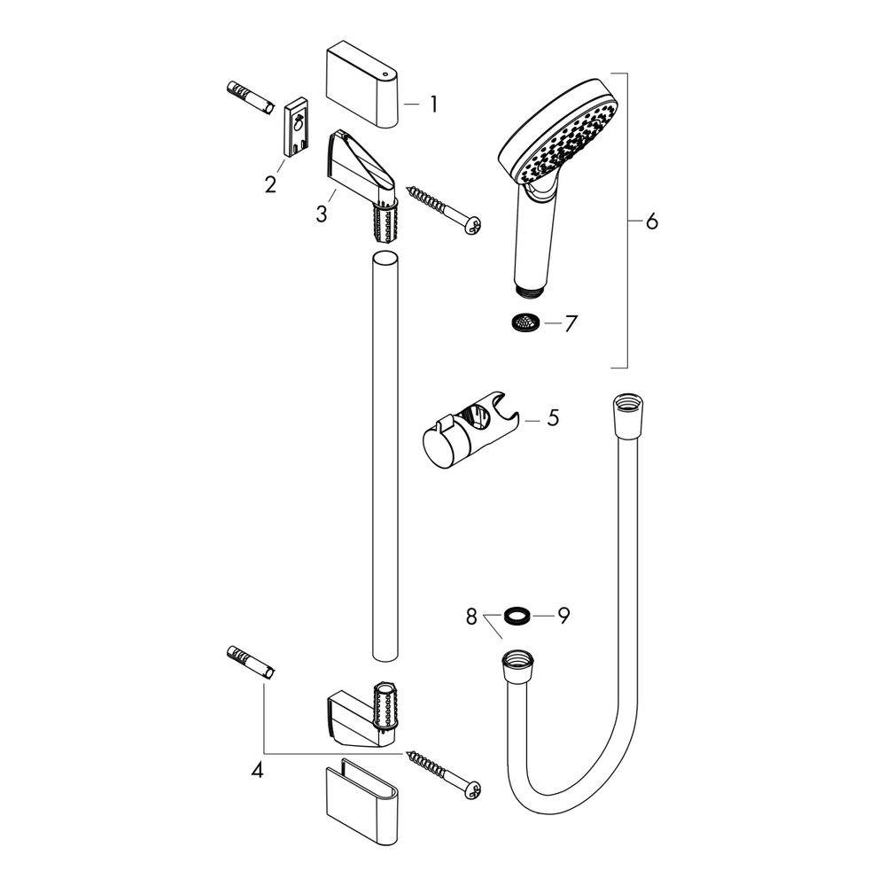 Hansgrohe Crometta Brauseset 100mm, 6,7l/min, 1jet EcoSmart, Brausestange 90cm, Weiß/Chrom-1