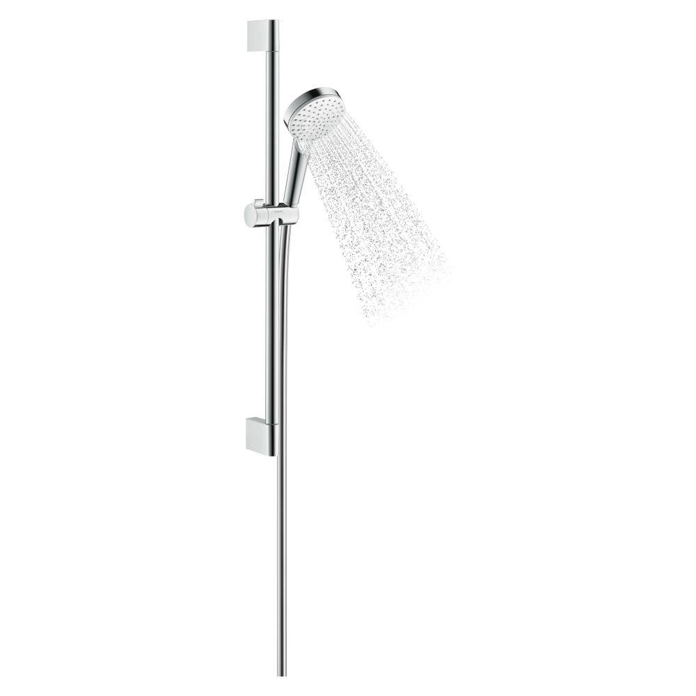 Hansgrohe Crometta Brauseset 100mm, 4,8l/min, 1jet EcoSmartPlus, Brausestange 65cm, Weiß/Chrom-2