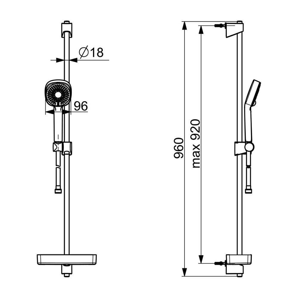 Hansa BasicJet Wandstangengarnitur Style 4479 3-strahlig Chrom-2