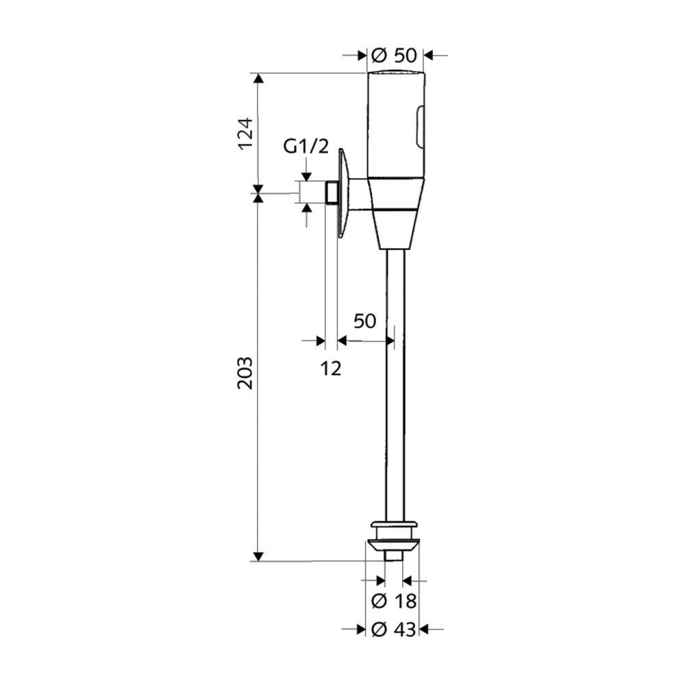 Schell Aufputz Urinal Druckspüler Infrarot Schelltronic, 6V, Chrom-1