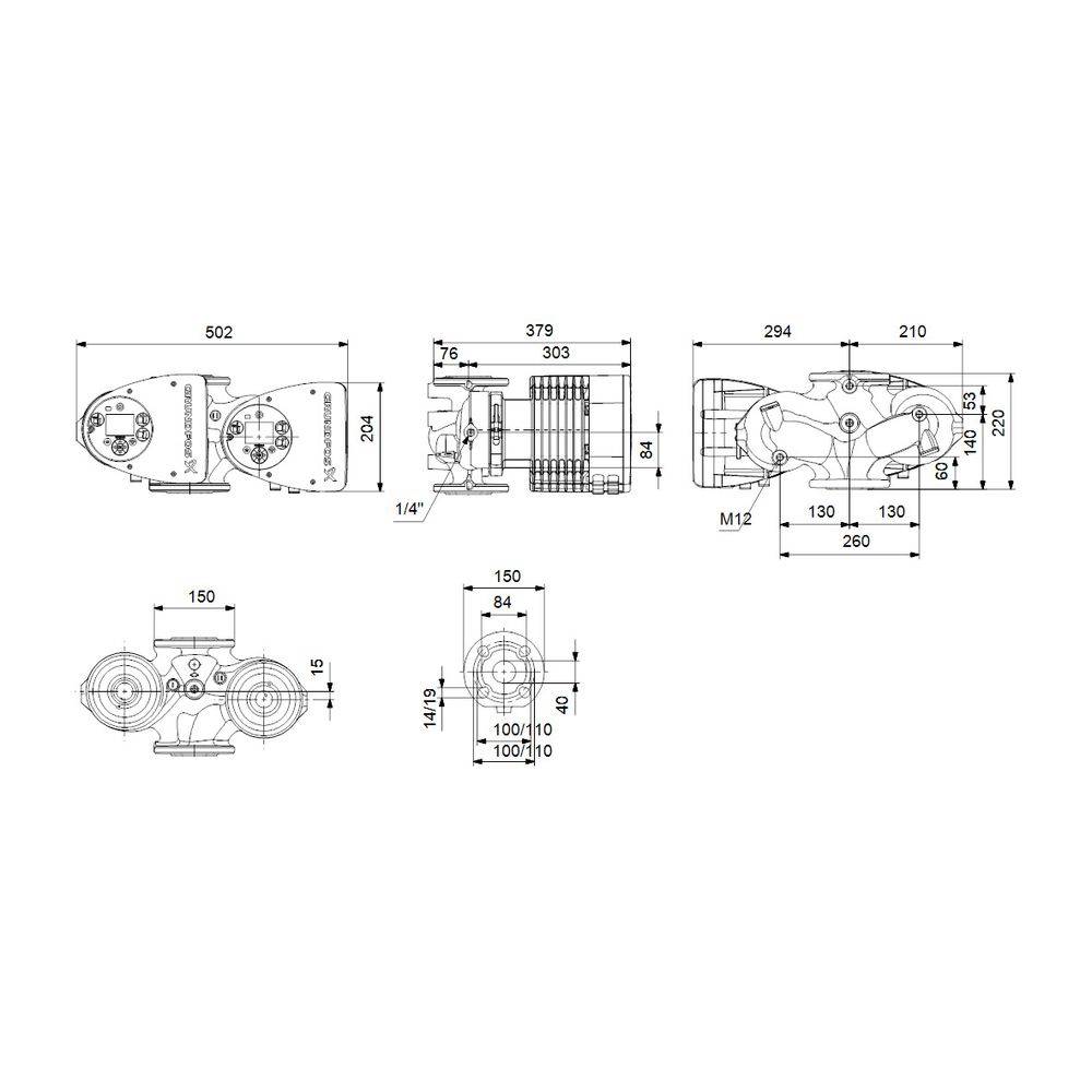 GRUNDFOS Elektr. geregelte Umwälzpumpe MAGNA3D40-100F PN16 220mm 1x230V DE-2
