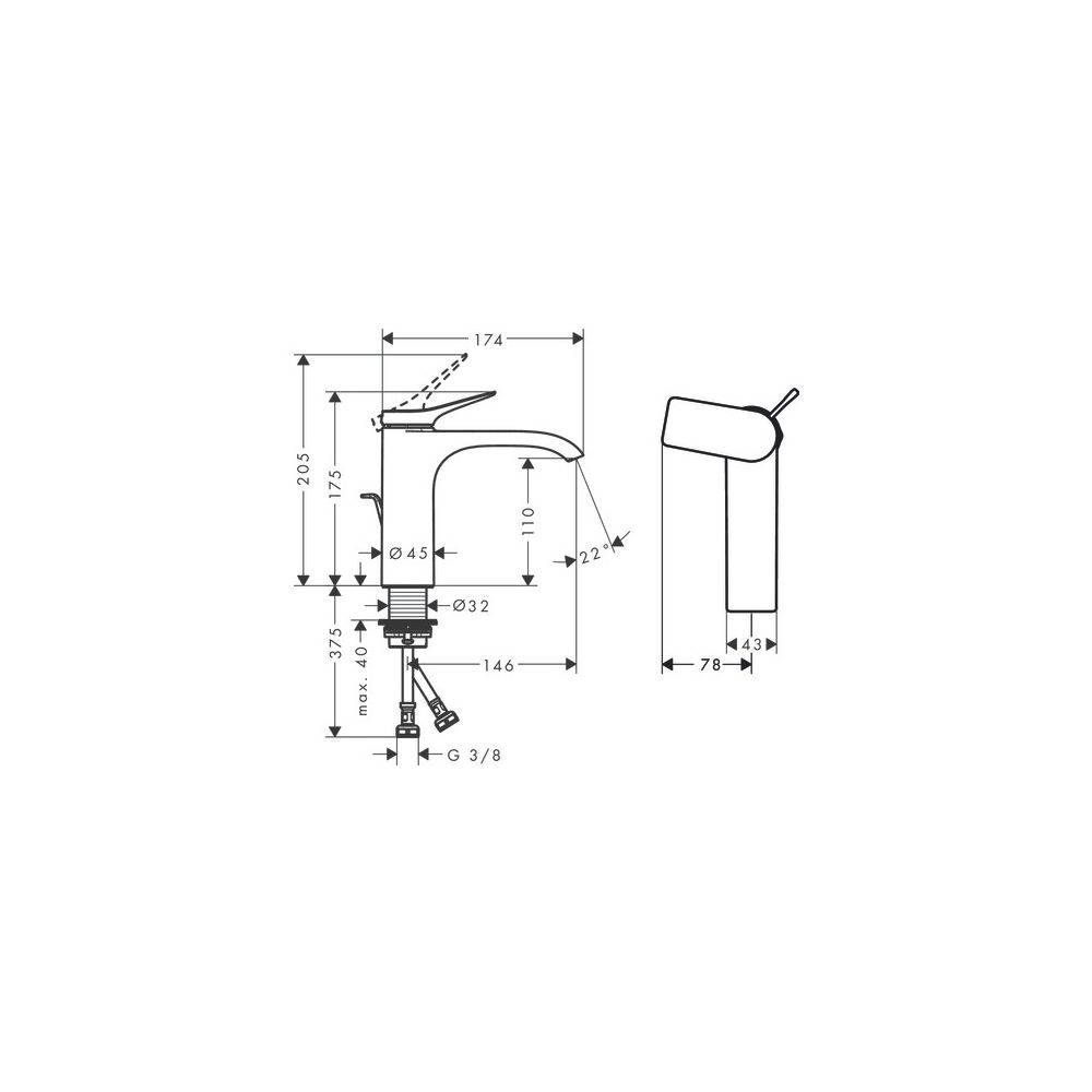 Hansgrohe Vivenis Einhebel-Waschtischmischer 110mm, 5l/min, CoolStart, Zugstangen-Ablaufgarnitur, Chrom-3
