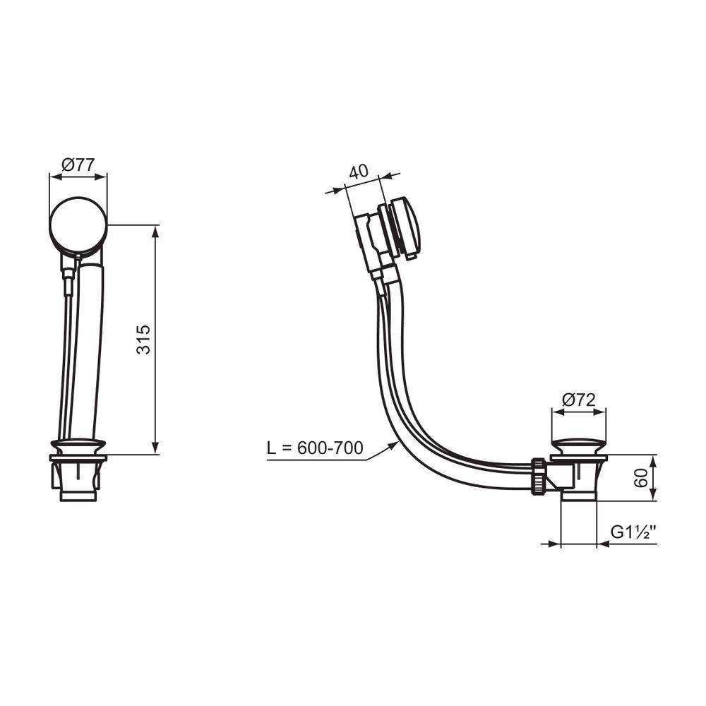 Ideal Standard Ab-Überlauf, ohne Zulauf, Chrom-1