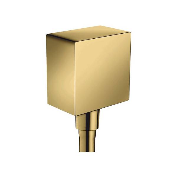 Hansgrohe FixFit Wandanschluss Square, Rückflussverhinderer, DN 15, Polished Gold Optic