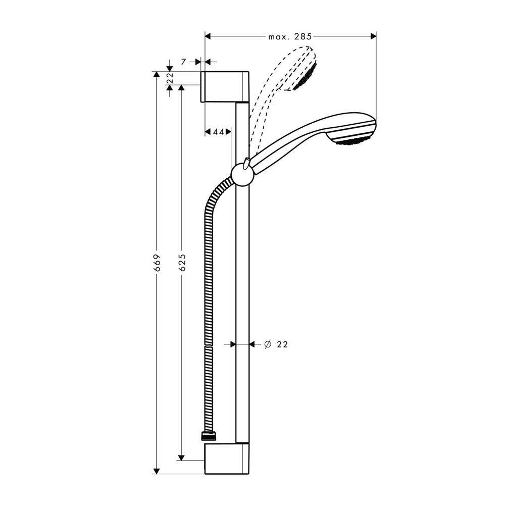 hansgrohe Crometta 85 Brauseset Mono EcoSmart plus mit Brausestange 650mm 6l/min Chrom-2