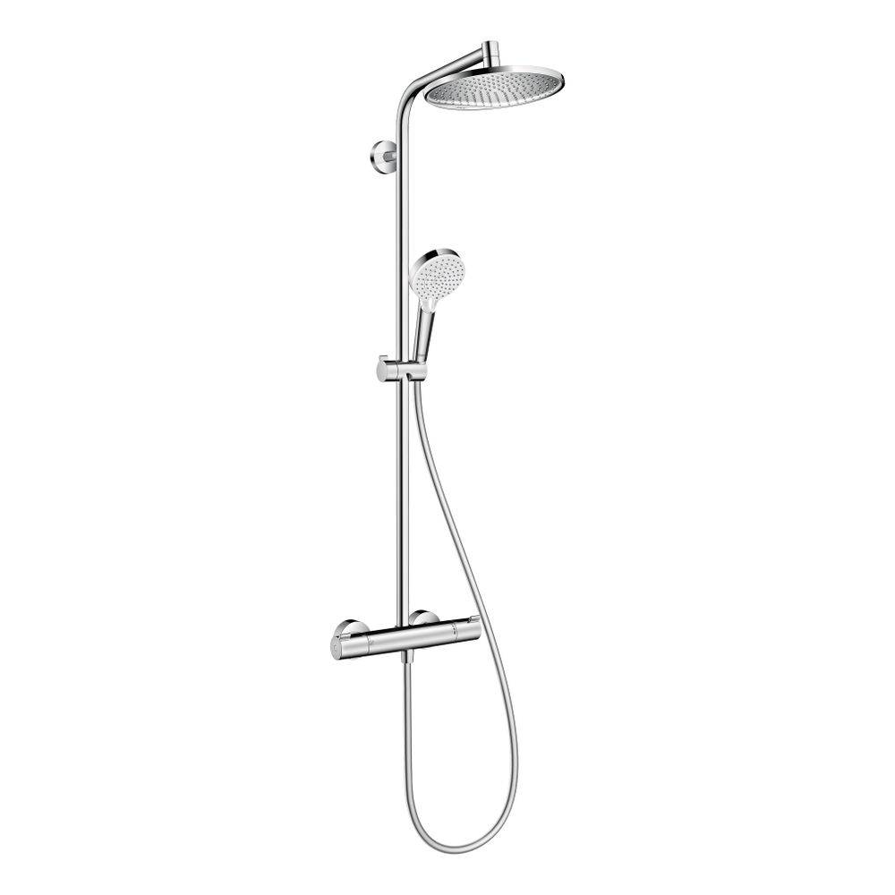 Hansgrohe Crometta S Showerpipe Duschsystem 240mm, 1jet, 6,7l/min EcoSmart, Thermostat, Chrom-0