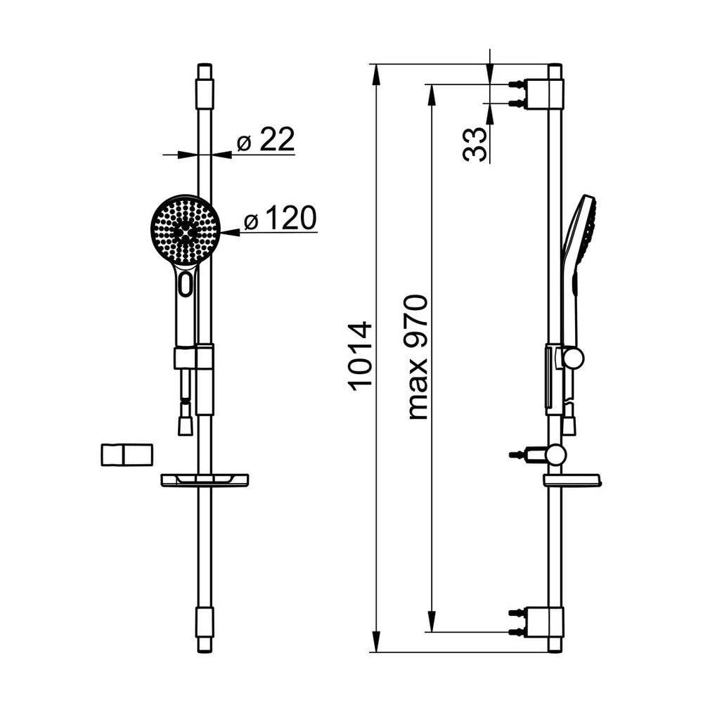 Hansa ActiveJet Wandstangengarnitur 8437 3-strahlig Chrom/Hellgrau-2