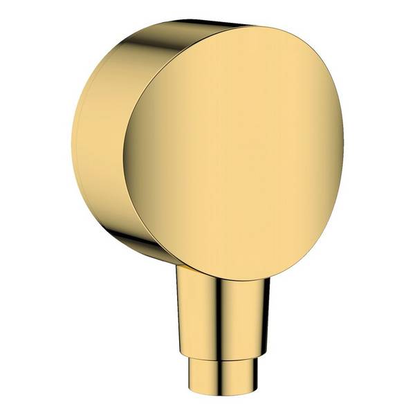 Hansgrohe FixFit Wandanschluss S, Rückflussverhinderer, Kunststoffanschlusswinkel, Polished Gold Optic