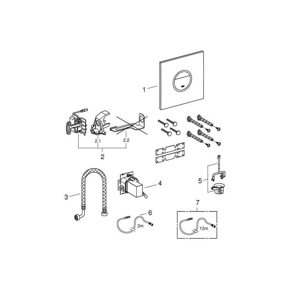 Grohe Veris Light WC-Betätigung mit LED in Blau, Rot, Gelb, Weiß, Moon White, 38915LS0-2