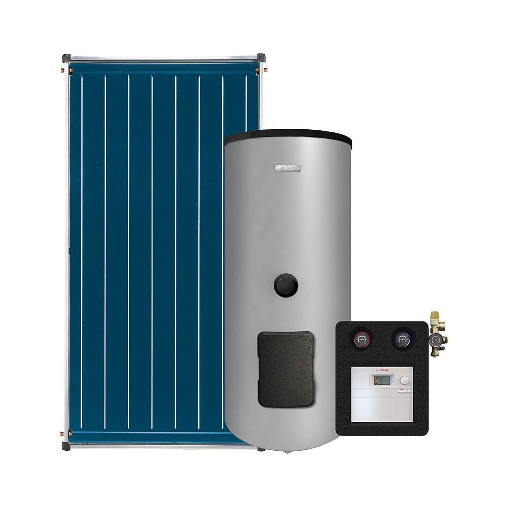 Bosch Solar-Standardpaket Jupa SO419, 2x Kollektor SO4000TFV-FCC 220-2V, WS 300-5 PK1 C, 290 Liter, AGS 10 B-sol100-2-0