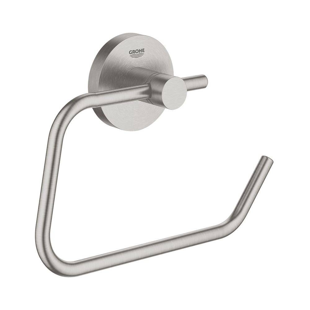Grohe Essentials WC-Papierhalter, Toilettenpapierhalter ohne Deckel, Supersteel, 40689DC1
