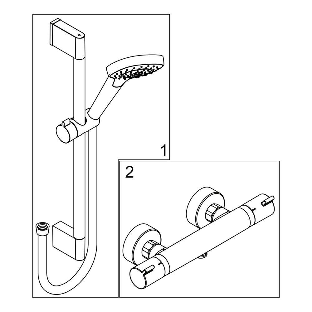 hansgrohe Croma Select E Brausesystem Aufputz Vario, 900mm Brausestange, Weiß/Chrom, Ecostat Comfort Thermostat-1