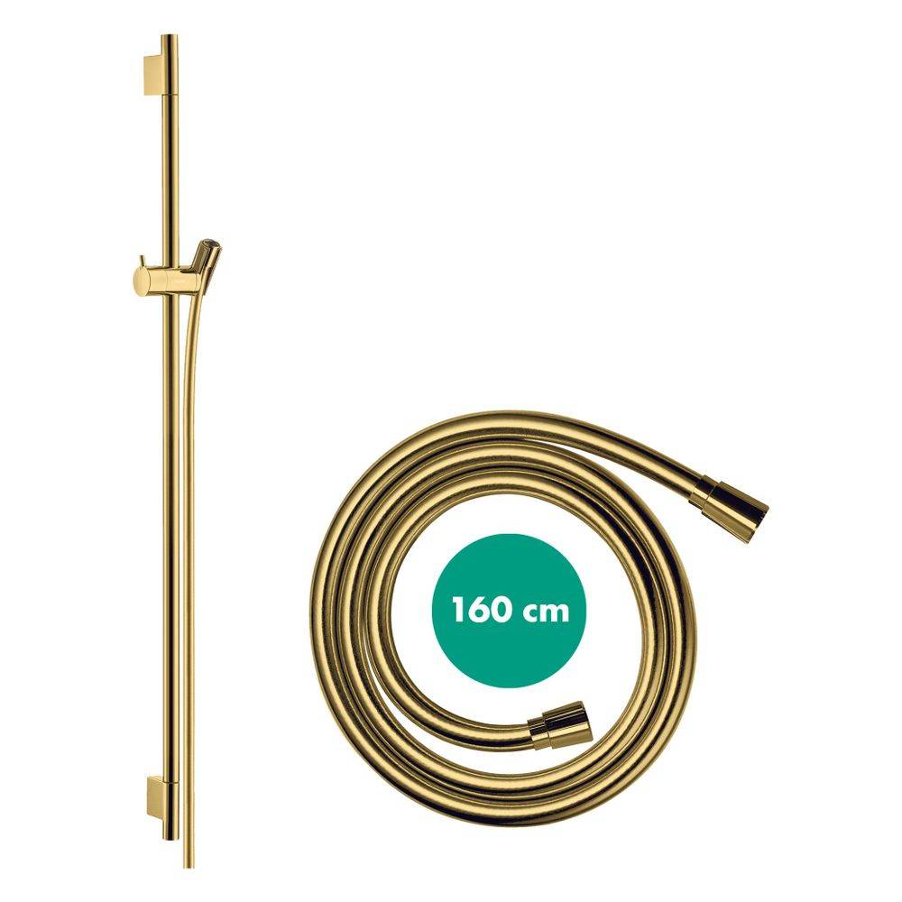 Hansgrohe Unica Brausestange S Puro 90cm, Isiflex Brauseschlauch 160cm, Polished Gold Optic-1