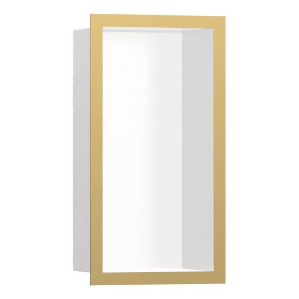 Hansgrohe XtraStoris Individual Wandnische Mattweiß mit Designrahmen 300x150x100mm, Polished Gold Optic