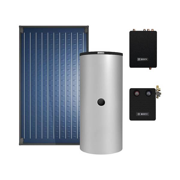 Bosch Solar-Basic-Paket Jupa SO593, 5x Kollektor SO5000 TFV, Aufdach, Frischwasserstation FF 20, Pufferspeicher 750L,