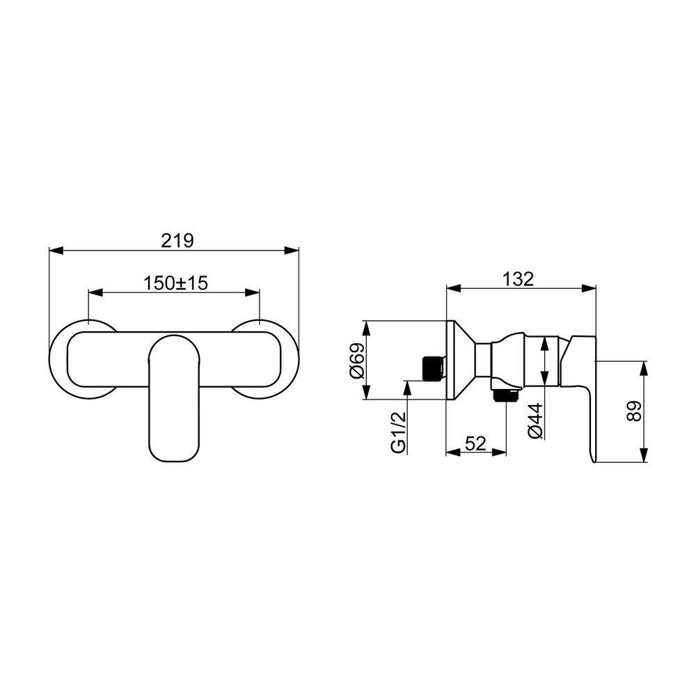 Hansa Basic Einhebelmischer Brausebatterie, DN 15, Chrom, 55450103-3