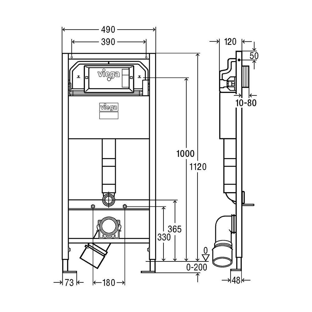 Viega Prevista Dry WC-Element 8524, Objektvariante, 1120mm-2