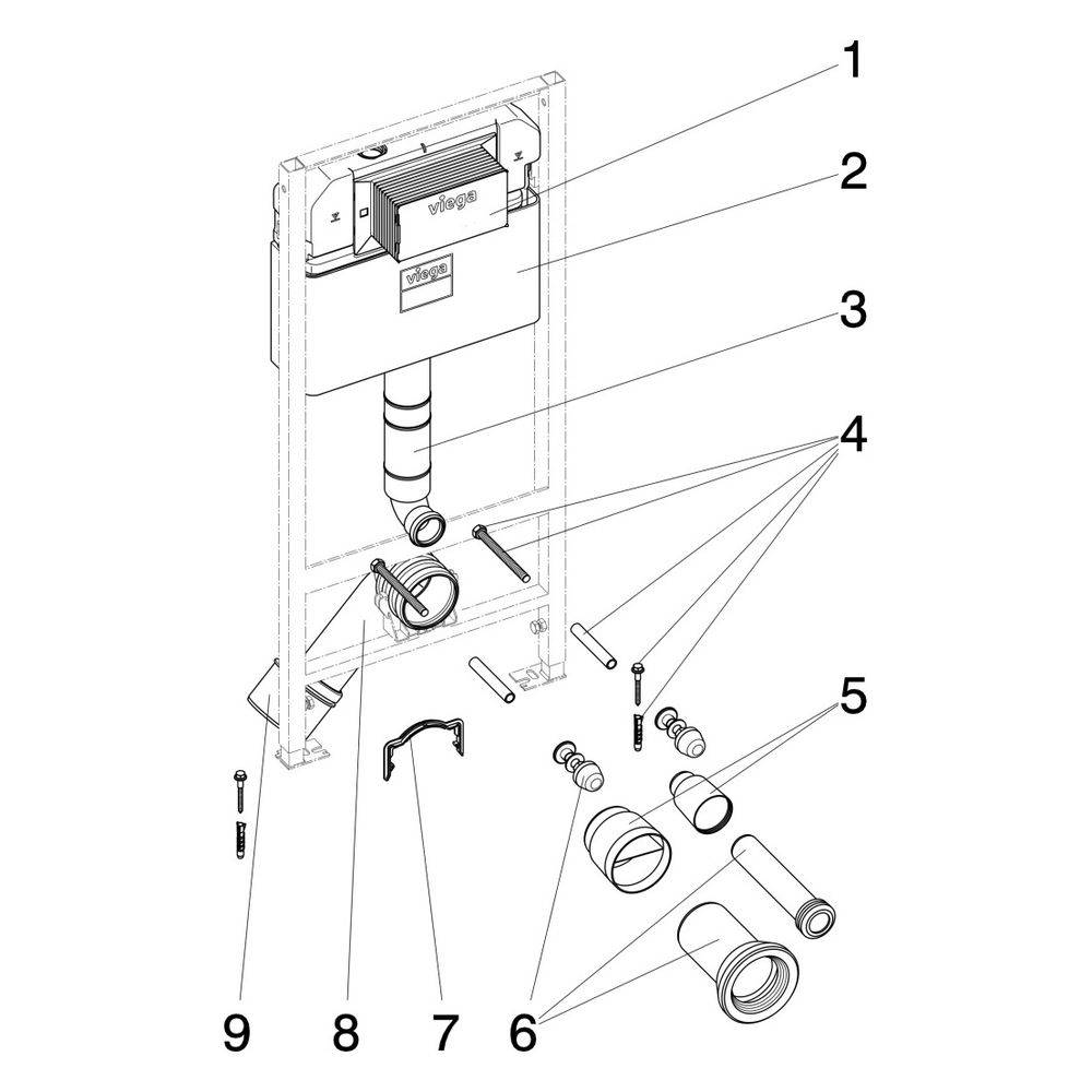Viega Prevista Dry WC-Element 8524, Objektvariante, 1120mm-3