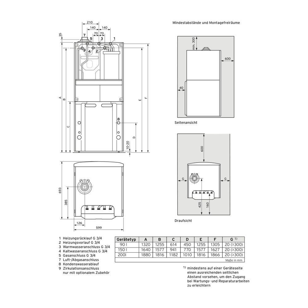 Vaillant ecoCOMPACT Paket 1.335/5 VSC 206/4-5 90 LL, VRC 700/6 Gas-Kompaktgerät, Leistung 4,3-21,6kW bei 40/30 C-3