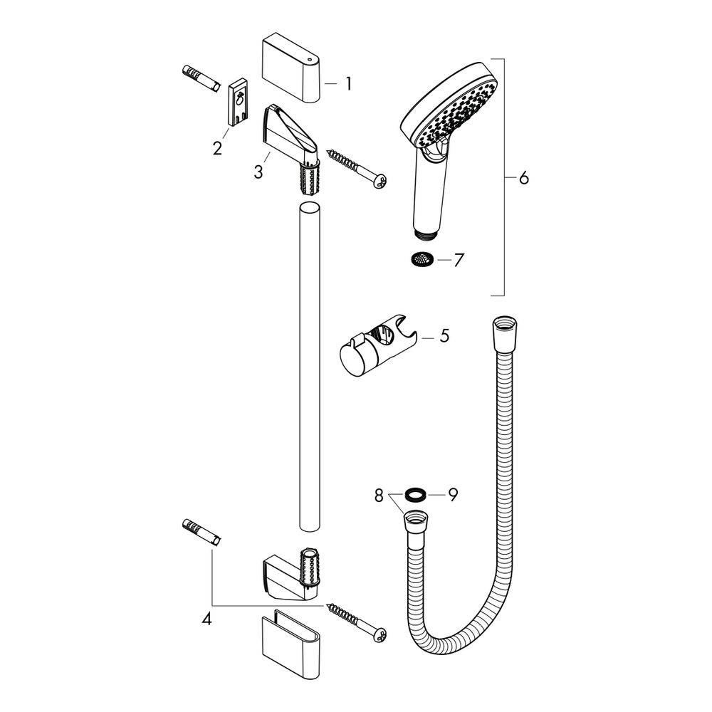 hansgrohe Crometta Brauseset 100mm Vario EcoSmart mit Brausestange 900mm 6,7l/min Weiß/Chrom-1