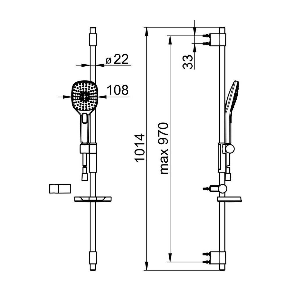 Hansa ActiveJet Wandstangengarnitur Style 8437 3-strahlig Chrom-2