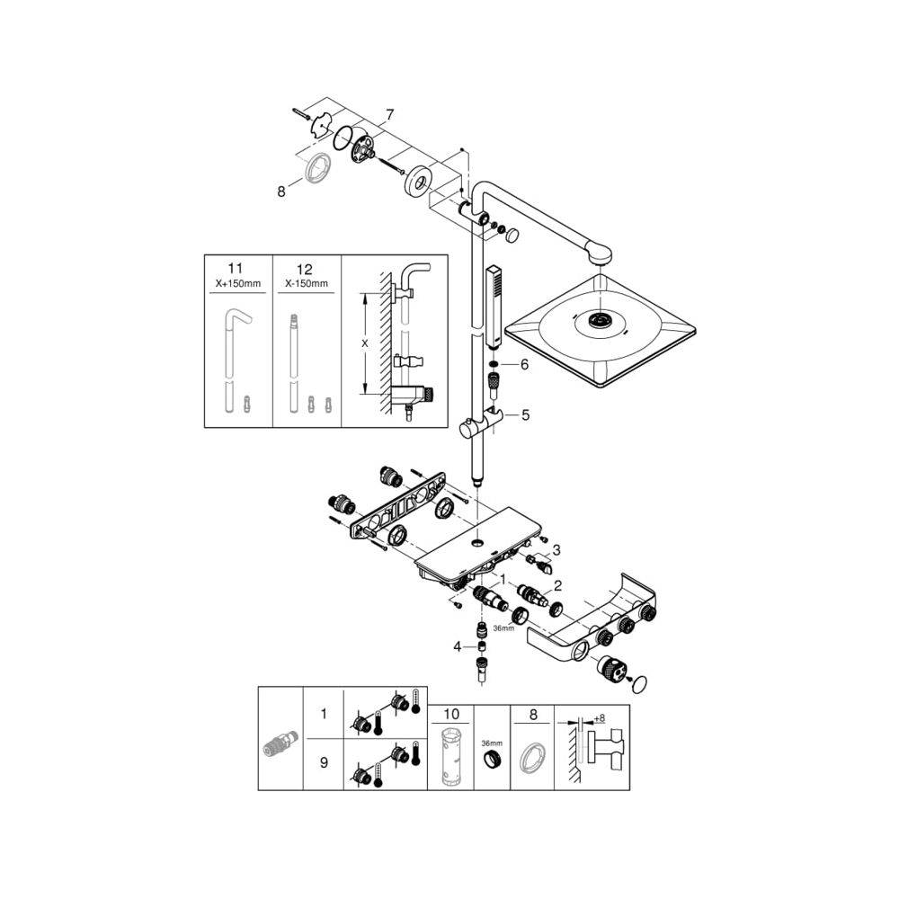 Grohe Euphoria SmartControl System 310 Cube Duo Duschsystem, mit Aufputz-Thermostatbatterie, Wandmontage, Warm Sunset-3