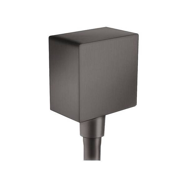 Hansgrohe FixFit Wandanschluss Square, Rückflussverhinderer, DN 15, Brushed Black Chrome