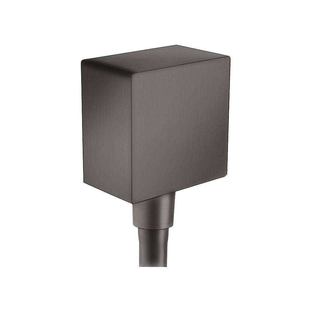 Hansgrohe FixFit Wandanschluss Square, Rückflussverhinderer, DN 15, Brushed Black Chrome-0
