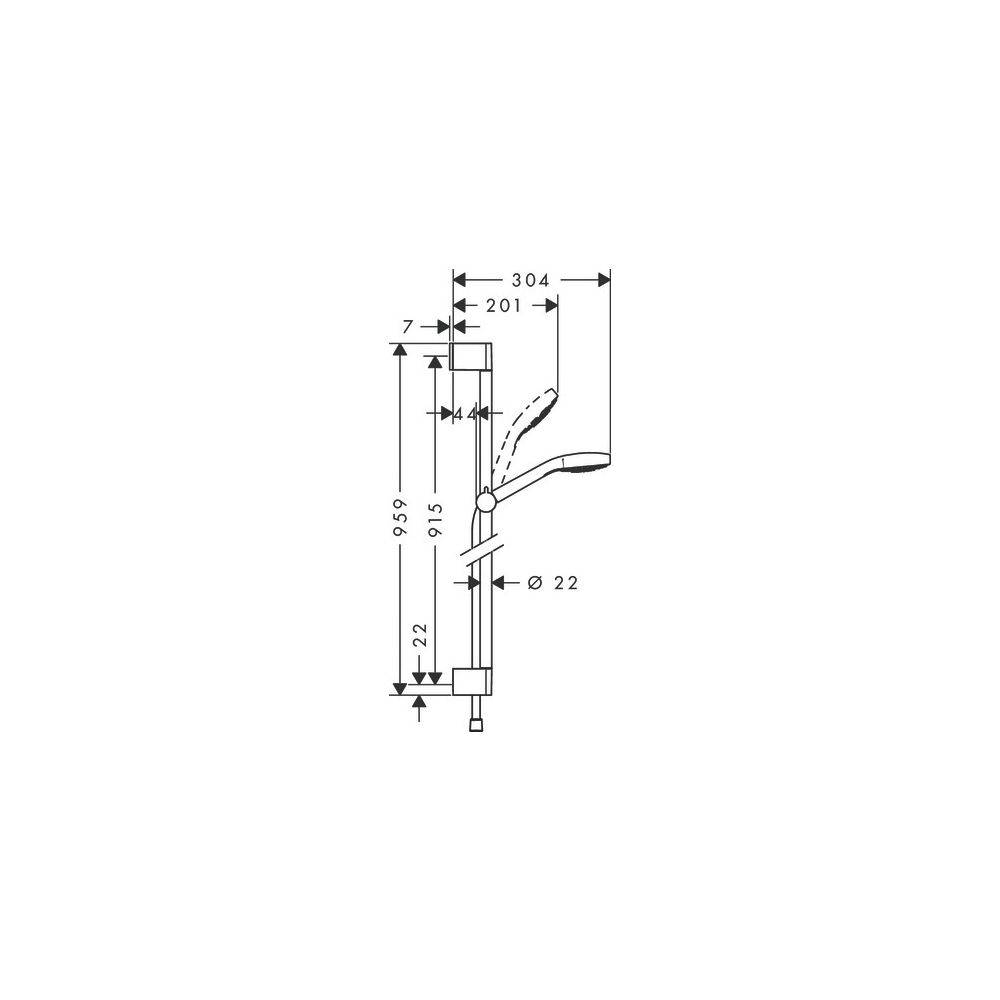 hansgrohe Croma Select E Brauseset 110mm 1jet 16l/min mit Brausestange 900mm, Weiß/Chrom-2