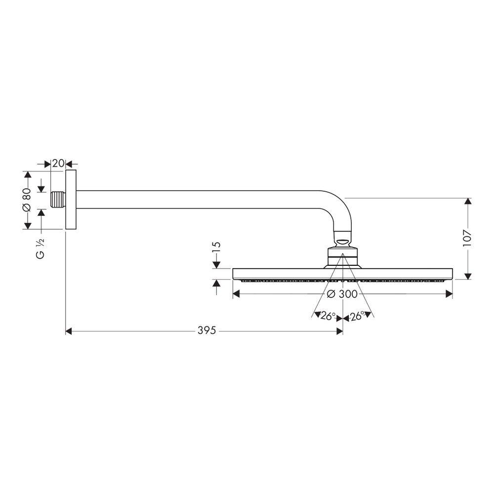 Hansgrohe Raindance S Kopfbrause 300mm, 9l/min, 1jet EcoSmart, Brausearm 39cm, Chrom-2