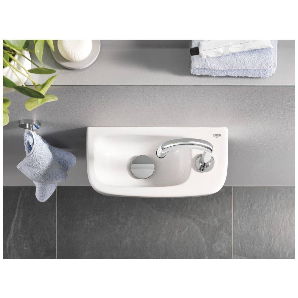 Grohe Mini-Handwaschbecken Euro Keramik, wandhängend, 370x180mm, 1 Hahnloch, aus Sanitärkeramik, Alpinweiß, 39327000-2