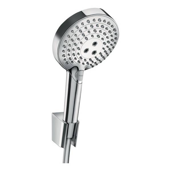 hansgrohe Raindance Select S Brausehalterset 120mm 11l/min 3jet PowderRain mit Brauseschlauch 1,25m, Chrom