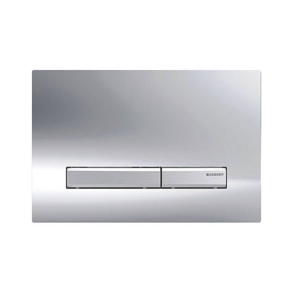 Geberit Drückerplatte Sigma50, 2-Mengen-Spülung, Square, Hochglanz verchromt, Metallfarbe Easy to Clean