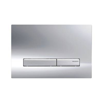 Geberit Drückerplatte Sigma50, 2-Mengen-Spülung, Square, Hochglanz verchromt, Metallfarbe Easy to Clean-0