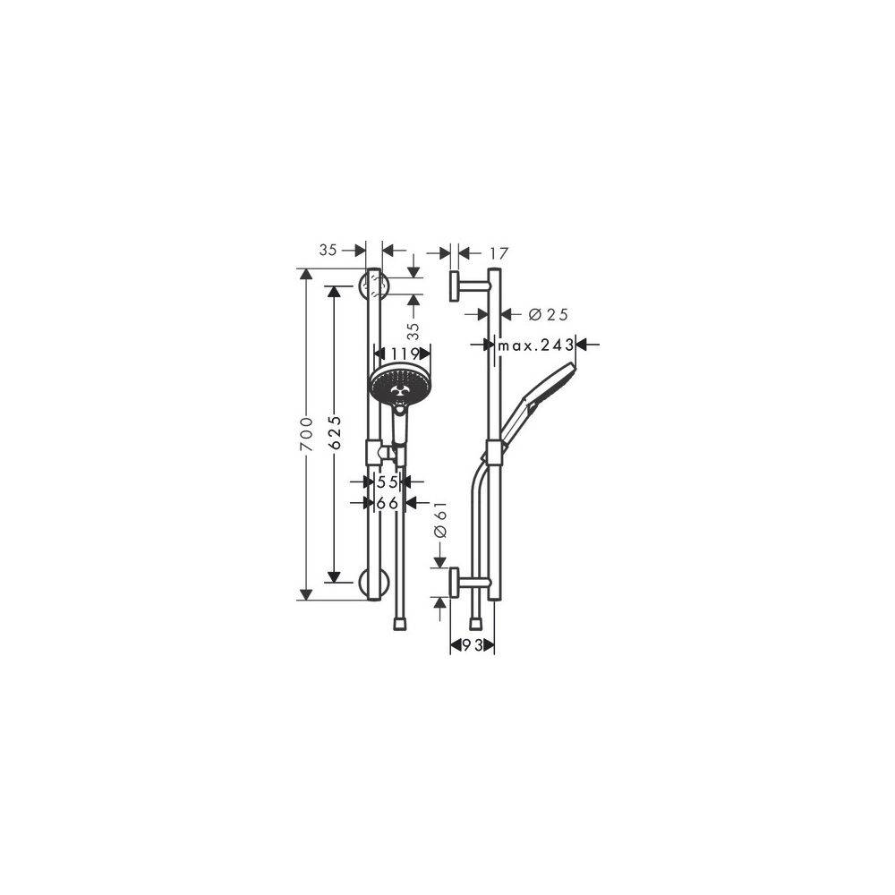 hansgrohe Raindance Select S Brauseset 120mm 3jet mit Brausestange 650mm 15l/min Chrom-3