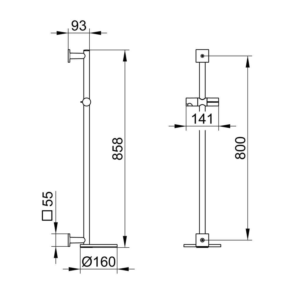 KEUCO Brausestange IXMO 59585, eckig, mit Ablage, verchromt/anthrazit, 855 mm-1