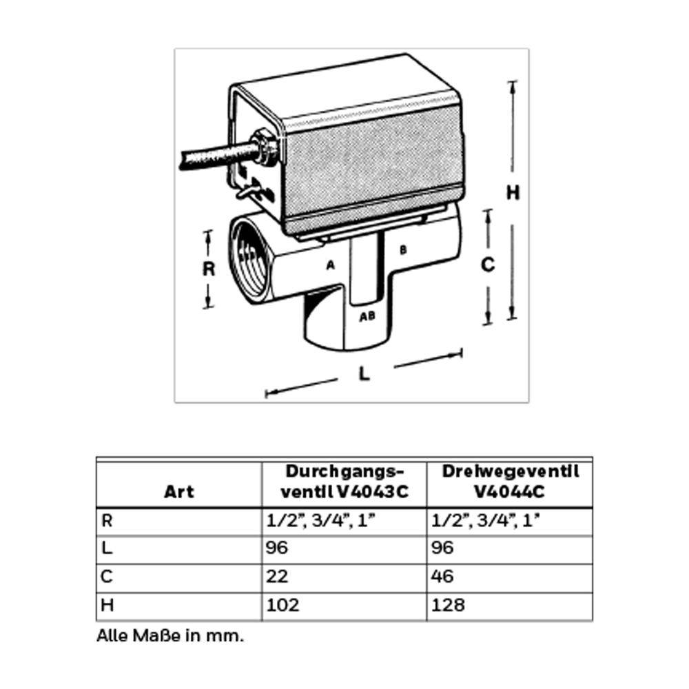 Resideo 3-Wege-Zonenventil V4044F, Messing, 1", V4044F1034/U-1
