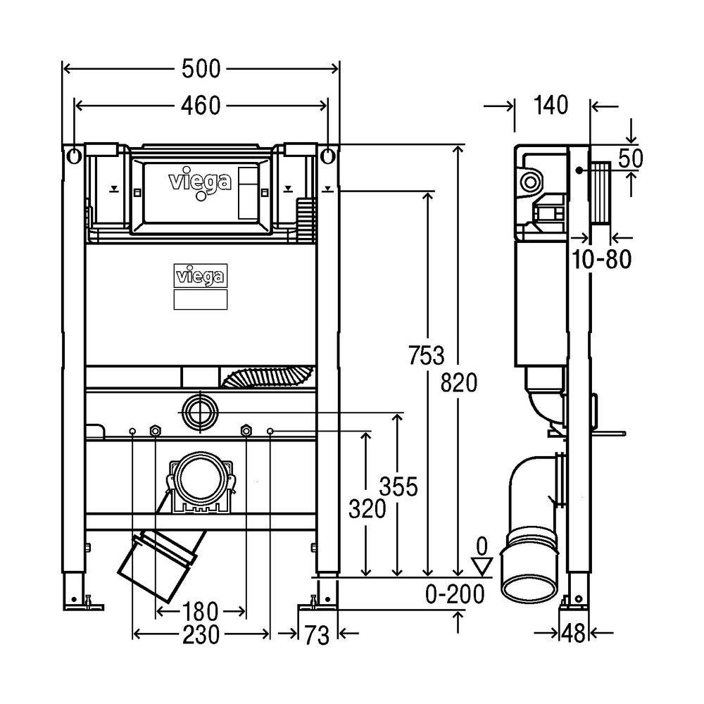 Viega Prevista Dry WC-Element 8533 mit Dusch-WC-Anschluss, 820mm-2