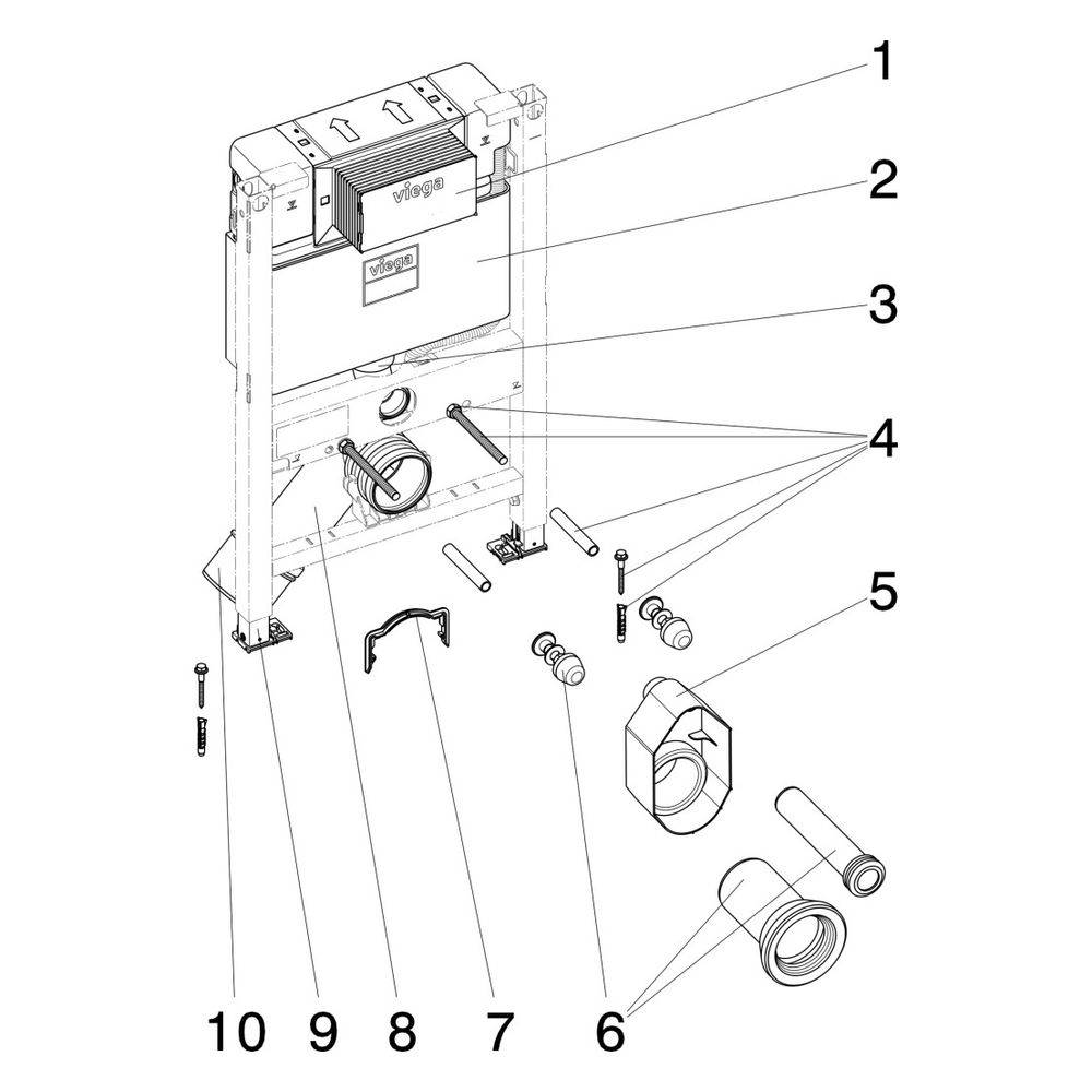 Viega Prevista Dry WC-Element 8533 mit Dusch-WC-Anschluss, 820mm-3
