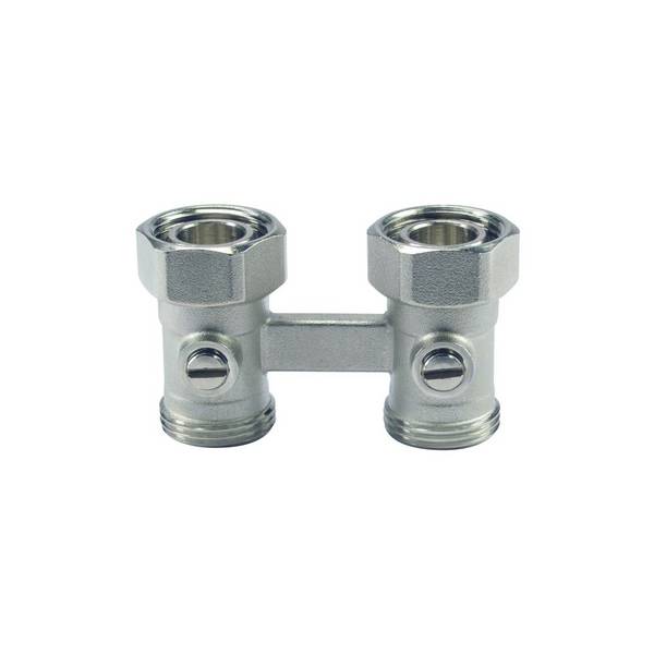 Resideo H-Verschraubung Verafix-VKE, Messing vernickelt, Durchgangsausführung, Innengewinde 3/4", 2-Rohr
