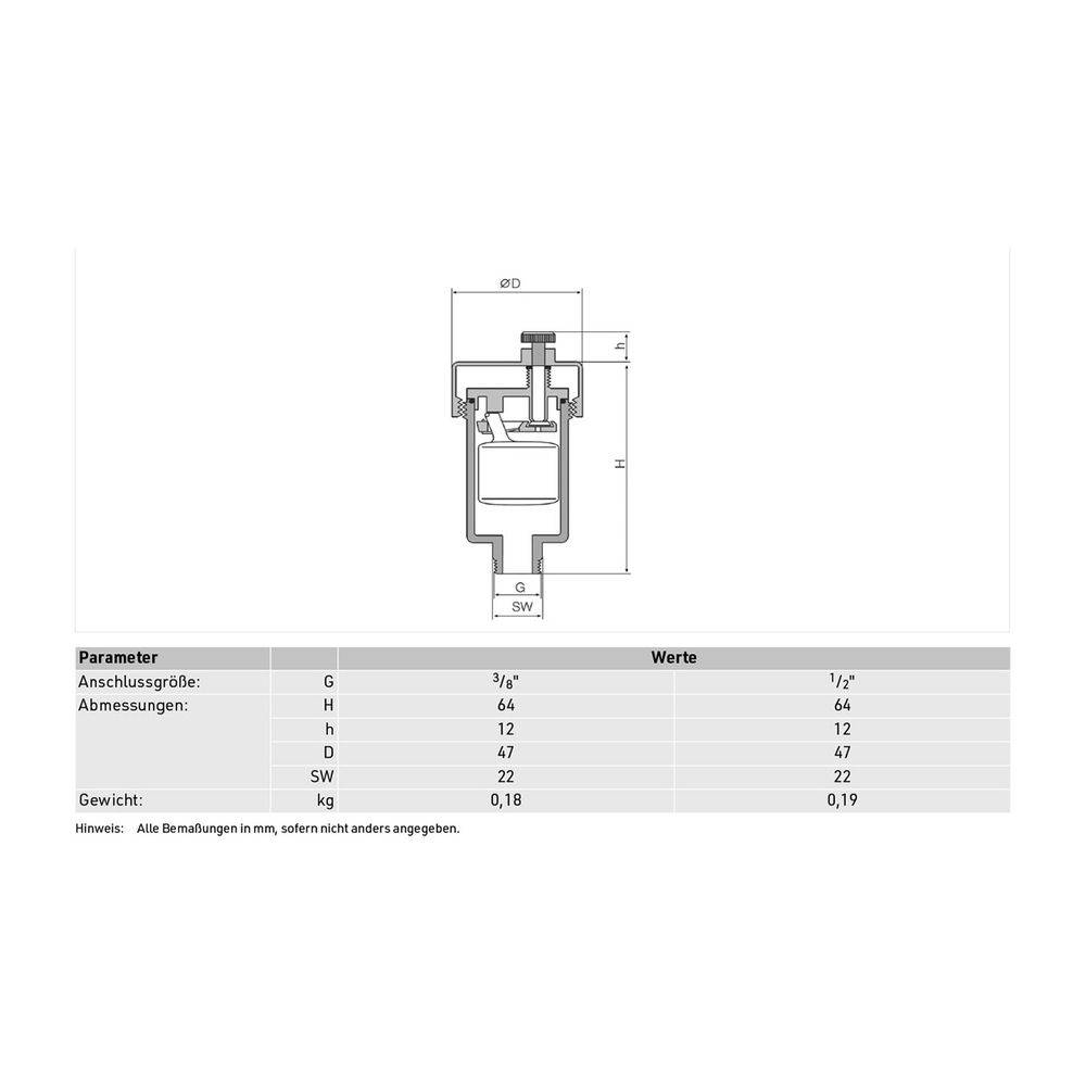 Resideo Schnellentlüfter E121 Messing 3/8", A, E121-3/8A-1