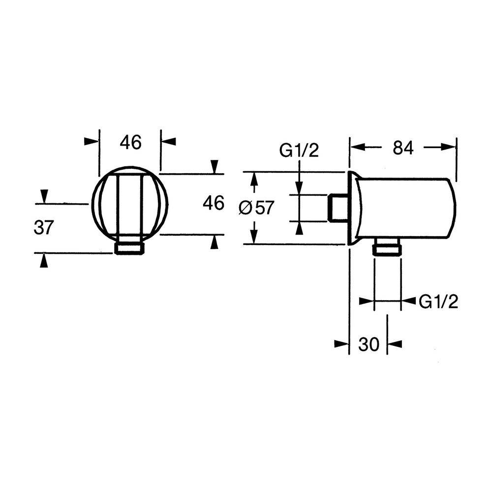 Hansa Wandanschlussbogen, DN 15, Chrom, 04460100-1