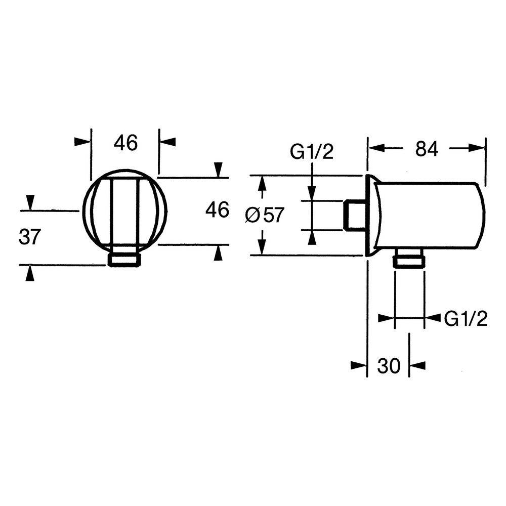 Hansa Wandanschlussbogen, DN 15, Chrom, 04460100-3