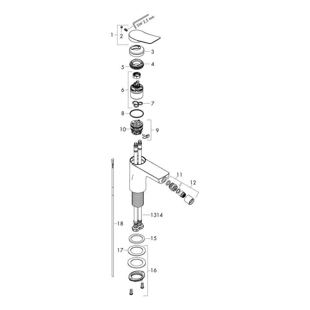 Hansgrohe Vivenis Einhebel-Bidetmischer, 7,5l/min, Zugstangen-Ablaufgarnitur, Chrom-2