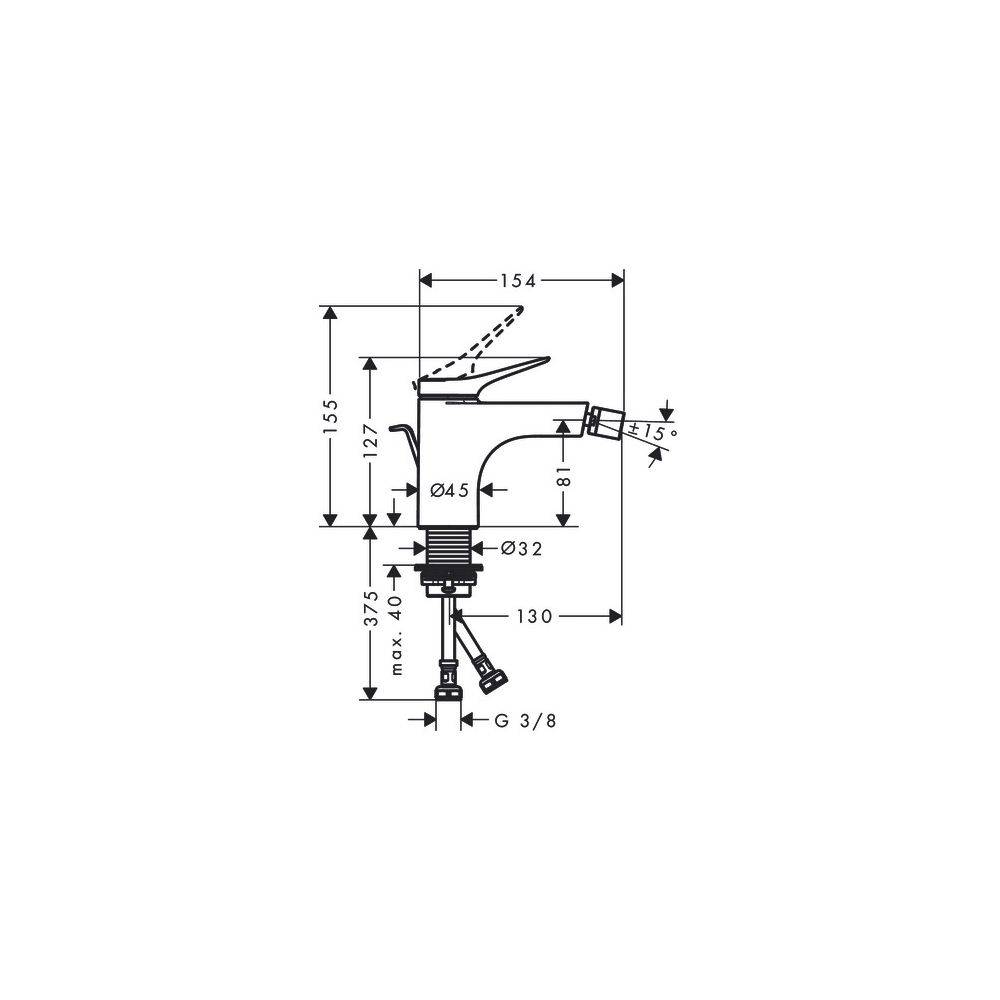 Hansgrohe Vivenis Einhebel-Bidetmischer, 7,5l/min, Zugstangen-Ablaufgarnitur, Chrom-3