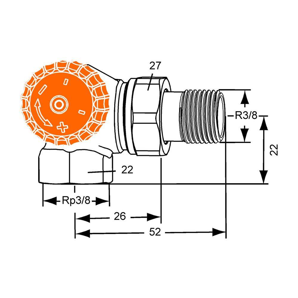 IMI Heimeier Thermostat-Ventilunterteil Eclipse, Winkeleck links DN 10-1